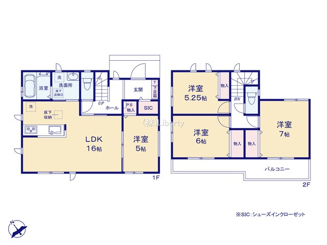 ひたちなか市三反田　A号棟　新築戸建の間取り