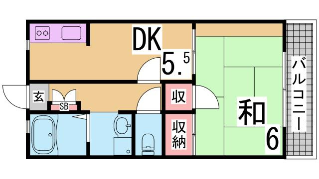 神戸市長田区片山町３丁目のアパートの間取り