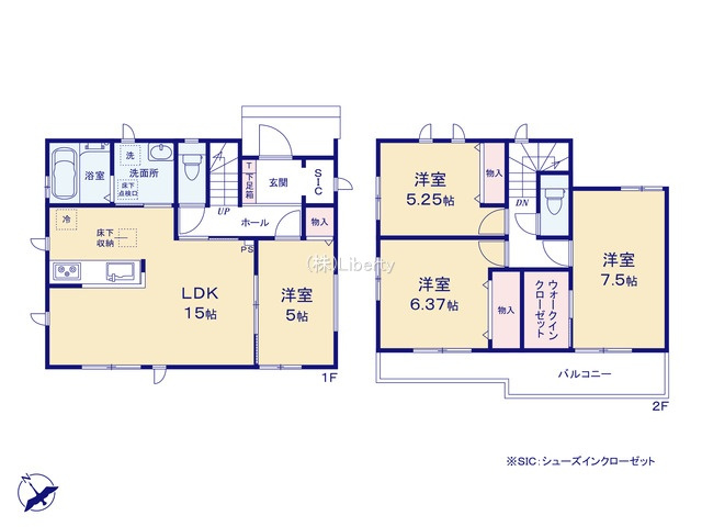 ひたちなか市三反田　Ｂ号棟　新築戸建の間取り