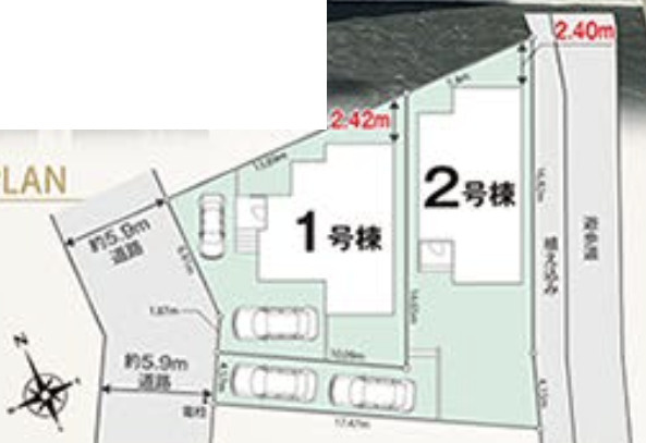 【仲介手数料無料】所沢市下安松３期全２棟２号棟　所沢の不動産なら西武ハウジングの区画図