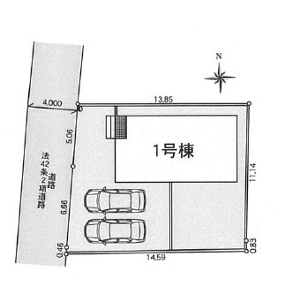 【区画図】 | 山北町岸　新築戸建て　カースペース並列2台駐車可能、