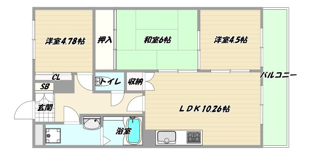 大阪市淀川区木川東１丁目の賃貸マンションの間取り