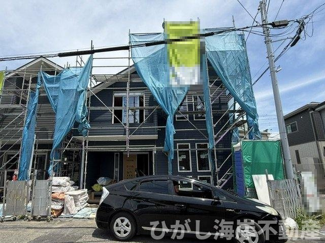 茅ヶ崎市美住町　新築戸建　全2号棟の外観|6月19日撮影　建築中　現地外観
