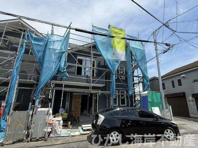 茅ヶ崎市美住町　新築戸建　全2号棟の外観|6月19日撮影　建築中　現地外観
