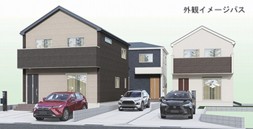 【外観パース】 | 【仲介手数料０円】平塚市御殿16期　新築一戸建て　全3棟 | 【仲介手数料０円】平塚市御殿16期　新築一戸建て　全3棟