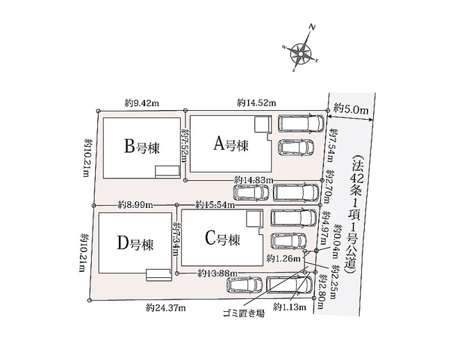 【区画図】 | 富士見市上沢1丁目　新築一戸建住宅　全4棟　(ふじみ野店) | ■全棟駐車2台可※車種による
■長期優良住宅
■住宅性能表示制度6項目で最も高い等級を取得
■設計住宅性能評価書、建設住宅性能評価書W取得
