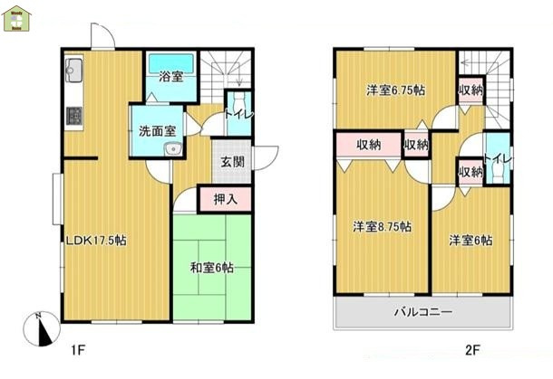 越谷市増林　中古一戸建ての間取り