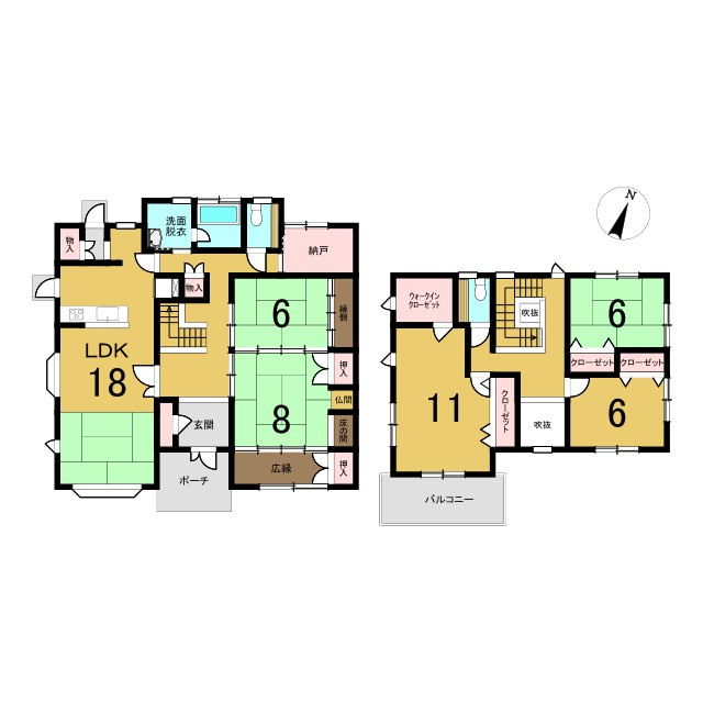 日高町西芝　中古戸建　5LDK+Sの間取り