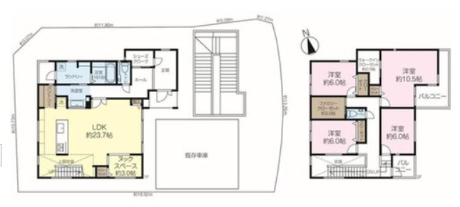 住吉山手4丁目　売土地の参考プラン|建物プラン例（間取図）