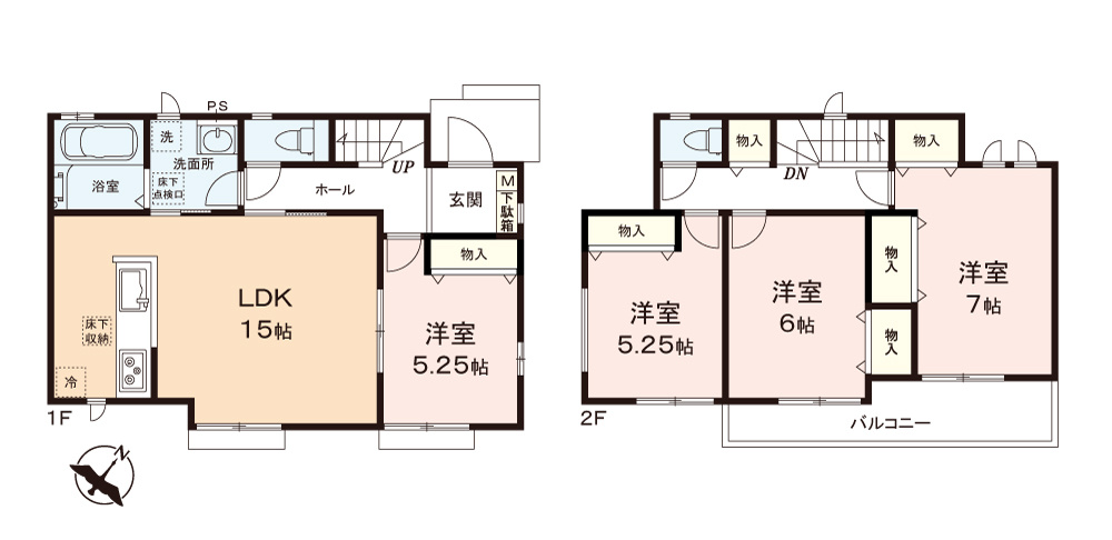 ふじみ野市大井中央３丁目の新築一戸建の間取り|全居室南東向きで明るい4LDK！