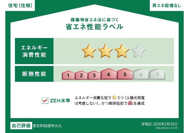 日高市武蔵高萩　アパートⅡ期新築工事の外観|省エネ性能ラベル
