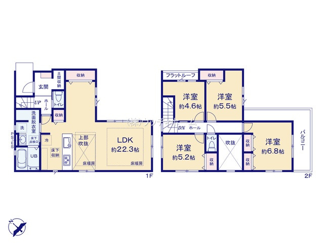 越谷市大沢16期　新築一戸建ての間取り