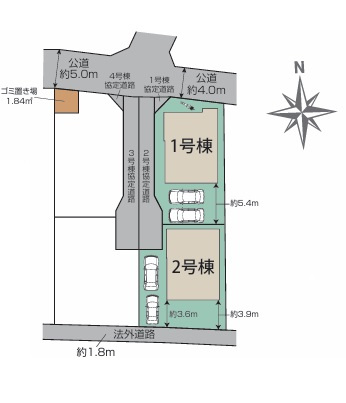 茅ヶ崎市香川4丁目　新築戸建　1号棟の区画図|区画図◇