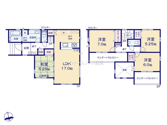 【間取り】 | 北名古屋市六ツ師中屋敷549『仲介料無料』新築戸建て | 1号棟