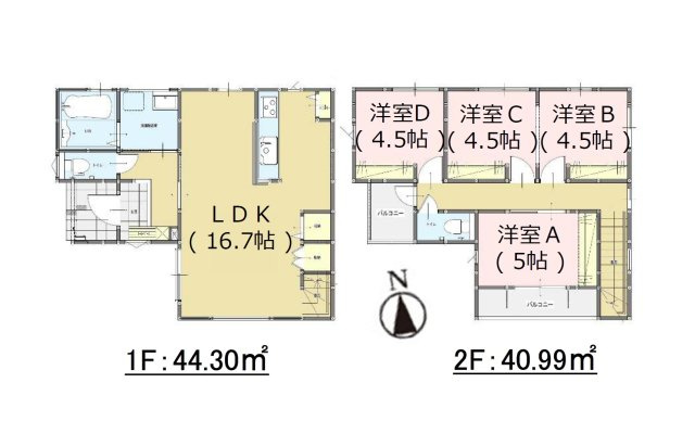 福岡市城南区東油山1丁目第2-2棟（1号棟）の間取り|全居室収納付きで便利です。