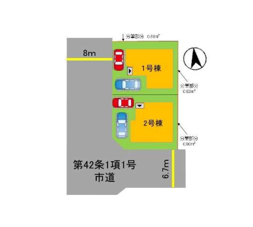 福岡市城南区東油山1丁目第2-2棟（1号棟）の区画図|配置図（1号棟）