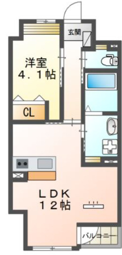 久留米市御井旗崎４丁目の賃貸マンションの間取り