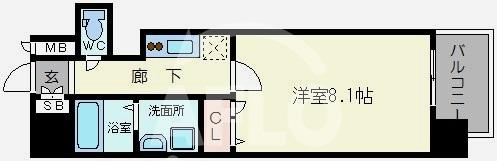 プレサンス堺筋本町駅前の間取り|プレサンス堺筋本町駅前　開放感ある間取り