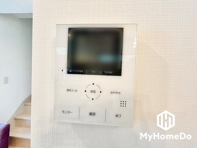 東区矢田2丁目の防犯設備|「インターフォン」来客があっても家の中で対応可能なので、防犯面で安心です。