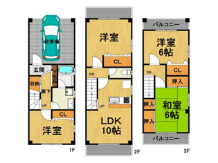 西田町テラスハウスAの間取り