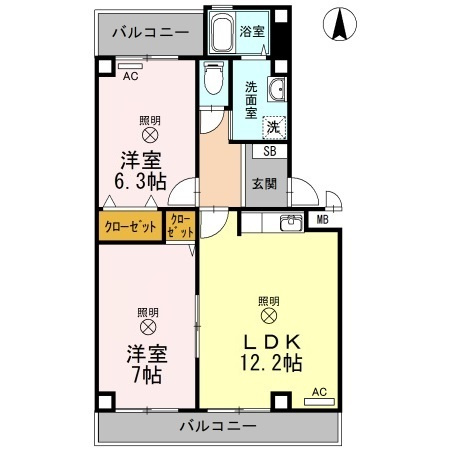 Ｔｗｉｎ　Ｃａｓａ　Ⅱ棟 Ⅱの間取り