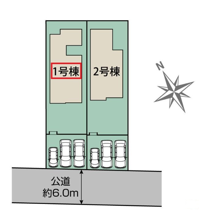 ブルーミングガーデン宇都宮市平松3丁目の区画図|【全2棟】各号棟の詳細については、お気軽にお問い合わせください♪