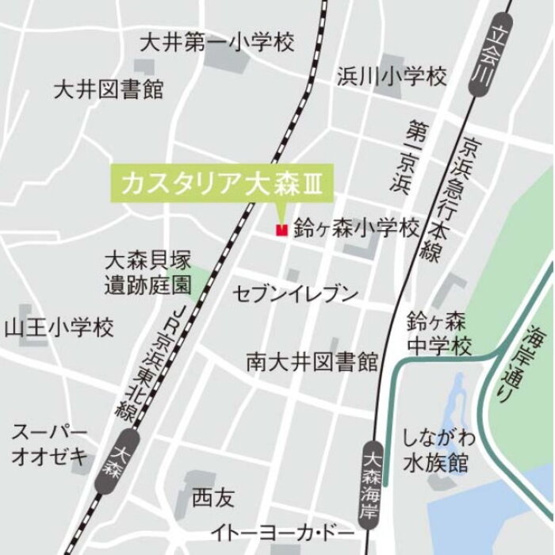 【地図】カスタリア大森Ⅲ