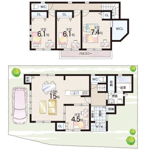 三田市下深田　中古一戸建ての間取り