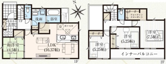 【間取り】 | 郡山市安積町長久保3丁目新築一戸建て4棟