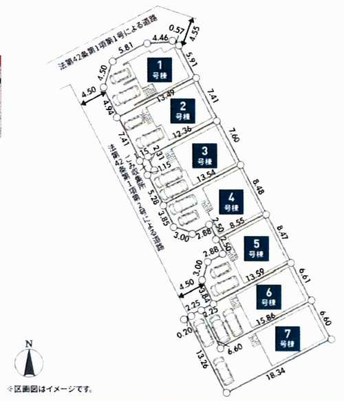 綾瀬市寺尾釜田第1　新築戸建全7棟　2号棟の区画図