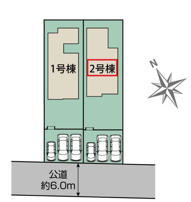 ブルーミングガーデン宇都宮市平松3丁目の区画図|【全2棟】各号棟の詳細については、お気軽にお問い合わせください♪