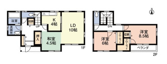 【間取り】 | 千葉市緑区越智町「リフォーム済み」中古戸建て（売主） | 和室を備えた3LDKの間取り。2階には6帖・8.5帖の洋室を配置し、収納も充実。ご家族のライフスタイルに合わせて使いやすい住空間です。