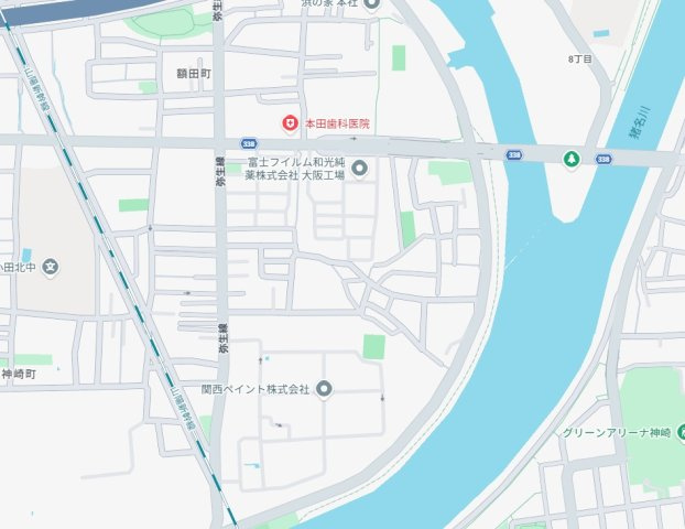 尼崎市高田町　第1期　新築一戸建ての地図
