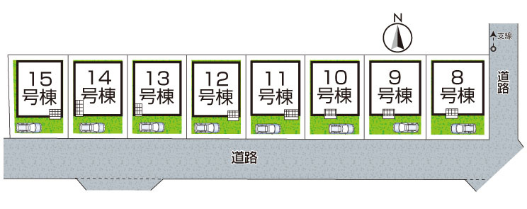 尼崎市高田町　第1期　新築一戸建ての区画図|全15区画