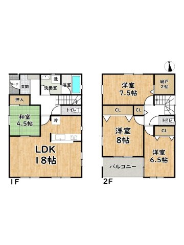 姫路市広畑区西蒲田/中古戸建の間取り