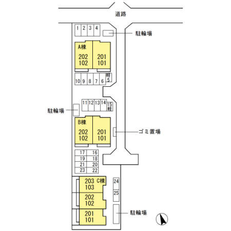 グレイス　ソシアＭ　C棟の区画図