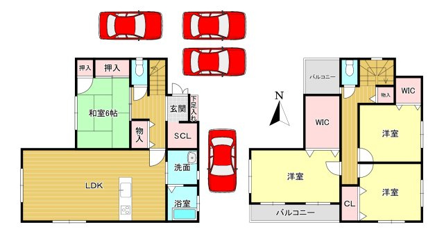 大和高田市春日町　中古戸建の間取り