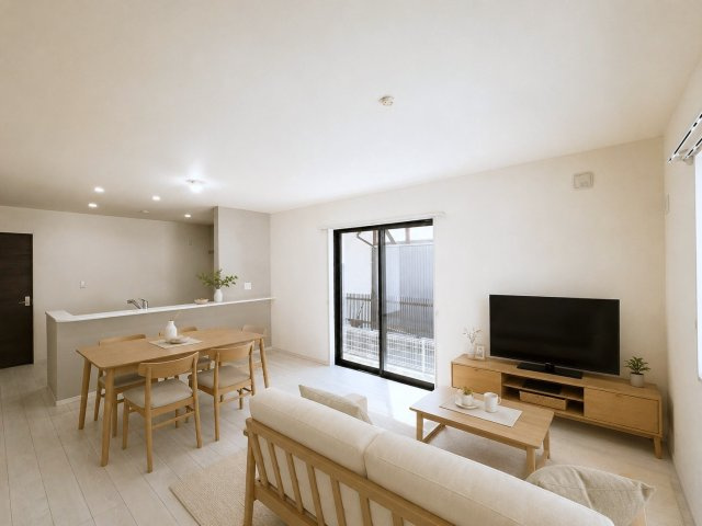 大和高田市春日町　中古戸建の居間・リビング|※家具・小物はAIで配置しています