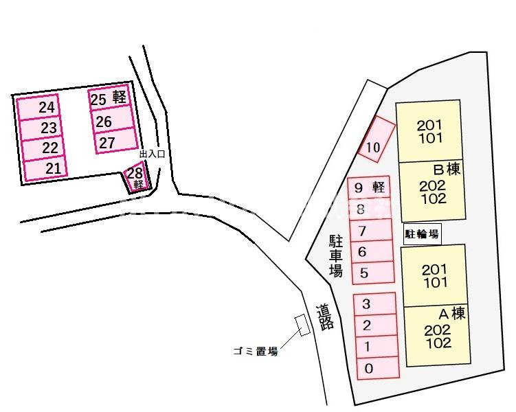 養父市八鹿町高柳のアパートの区画図