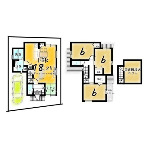 今里川原　メインプラン　建築条件付き土地の土地図＋建物プラン例