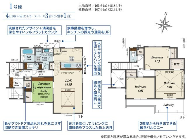 ブルーミングガーデン壬生町幸町3丁目の間取り|南向きで陽当たりの良い間取りです