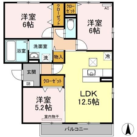 フェリス高柳　A棟の間取り