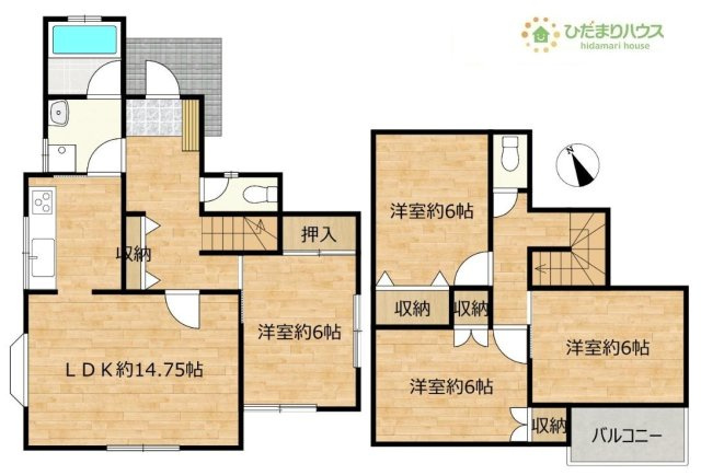 【間取り】 | 牛久市田宮町　中古戸建 | 一人部屋が実現できる４LDK間取りです。将来お子様の一人部屋をお考えの方にオススメな物件です♪