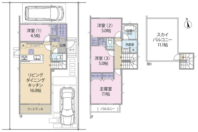 藤沢市辻堂東海岸4丁目　中古戸建の間取り|屋上バルコニー11.1帖×駐車2台。収納豊富で家族がゆったり暮らせる4LDK。