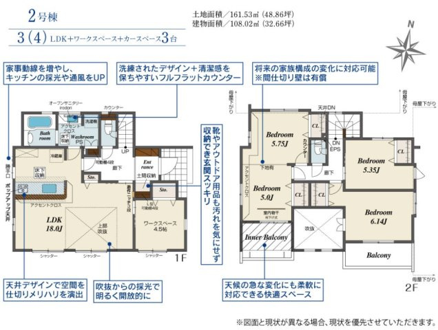 ブルーミングガーデン壬生町幸町3丁目　2号棟の間取り|南向きで陽当たりの良い間取りです