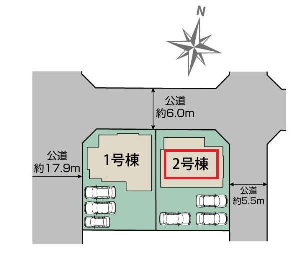 ブルーミングガーデン壬生町幸町3丁目　2号棟の区画図|【全2棟】各号棟の詳細については、お気軽にお問い合わせください♪