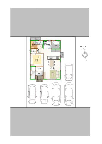 「駐車５台可」香南市野市町西野　新築一戸建て8の土地図|敷地面積47坪、間口10ｍ、南向き。日当たり良好☆駐車５台可能！