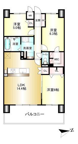 エスリード五位堂の間取り|2SLDK 専有面積：71.08㎡