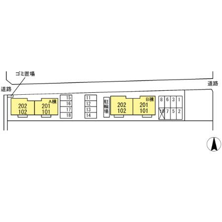 グランドソレイユ悠　B棟の区画図