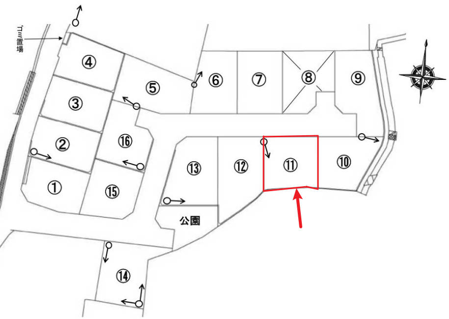桜ケ丘の分譲のおトチ11号地　松山市桜ヶ丘売土地の土地図